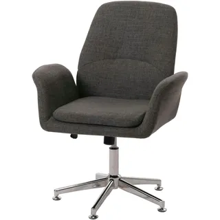 Mendler Esszimmerstuhl HWC-K23, Stuhl Küchenstuhl Polsterstuhl, drehbar mit Armlehne höhenverstellbar Stoff/Textil - dunkelgrau