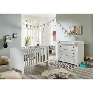 arthur berndt Babyzimmer SET Thilo 2-tlg. Wickelkommode Babybett , Weiß , Metall , 3 Schubladen , 1x1x1 cm , Blauer Engel, Hergestellt in Deutschland , Babymöbel & Kindermöbel, Babyzimmer
