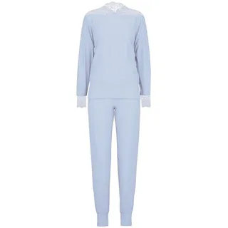 CALIDA Elegant Dreams Bündchen-Pyjama Damen, luftiger Schnitt, mit Spitzendetails, fließend und anschmiegsam