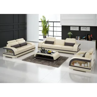 Sofagarnitur 3+2+1 Sitzer Sofa Sitz Couch Polster Garnitur Moderne Couchen Neu - Weiß