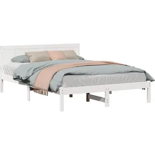vidaXL Bettgestell Weiß 140 x 200 cm Massivholz Kiefer - Weiß