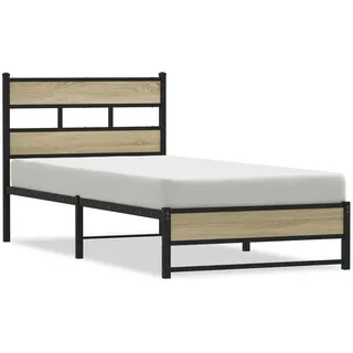 vidaXL Metallbett ohne Matratze Sonoma-Eiche 90x200 cm - Braun