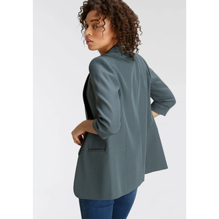 Kurzblazer ONLY "ONLELLA – Femininer Blazer mit 3/4-Ärmeln und Raffung", Damen, Gr. 34 (XS), grün (balsam grün), Web, Obermaterial: 95% Polyester, 5% Elasthan. Futter: 100% Polyester, unifarben, V-Ausschnitt, Blazer Kurzblazer, regular fit, casual, Web, Kunstfaser, V-Ausschnitt