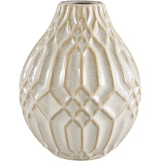 Amazon-Marke: Stone & Beam Rechteckig Moderne Keramik-Blumenvase mit geometrischem Muster Large weiß