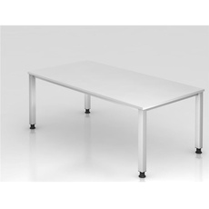 Bild von QS2E höhenverstellbarer Schreibtisch weiß rechteckig, 4-Fuß-Gestell silber 200,0 x 100,0 cm
