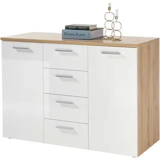 HBZ Kommode PABLO Weiß - Modernes Sideboard mit viel Stauraum für Ihren Wohnbereich - 120 x 85 x 50 cm (B/H/T)