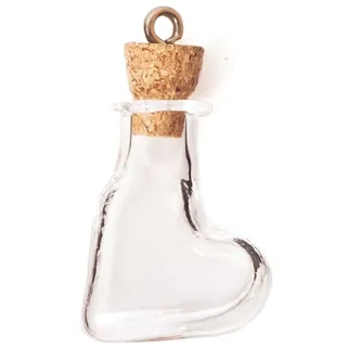 INNSPIRO Anhänger Glas Herz transparent mit Korkverschluss 20x30mm, 20x30mm., Glas, Kein Edelstein
