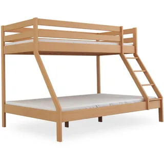 Bubema Maxi – Kinder Etagenbett/Hochbett, Buche massiv, natur oder weiß lackiert - Natur lackiert