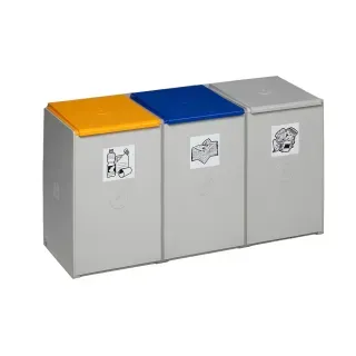 VAR Kunststoffcontainer 60 Liter, aus schlagzähem Polysterol, 3-fach, ohne Deckel