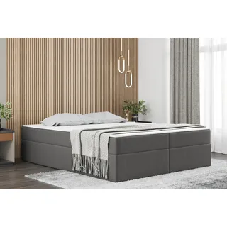 Kaiser Möbel Boxspringbett mit bettkasten matratze topper Ruben, viele Farben viele Größen Hellgrau 120x200 cm H2-Pocket - Hellgrau