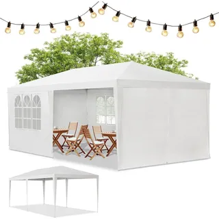 Juskys Partyzelt 6 x 3 m inkl. 6 Seitenteile Weiß