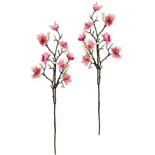 FLAIR Künstlicher Magnolienzweig Kunstblume Magnolie Bündel Kunstpflanze Zweig Raumdeko Zarte Frühlingsdeko Dekozweig Ast Einzelblume Knospen Blüten Hochzeit Bouquet Decor Seidenblumen Kunstblume Kunstzweig