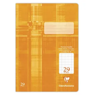 Clairefontaine 331029C - Packung mit 25 Heften, ideal für die Schule, DIN A4, Lineatur 29 durchgehend rautiert 5x9mm, 16 Blatt, 90g, Orange, 1 Pack
