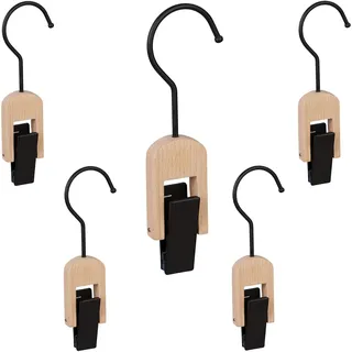 Relaxdays Kleiderbügel-Set Holz Schwarz 5 St.