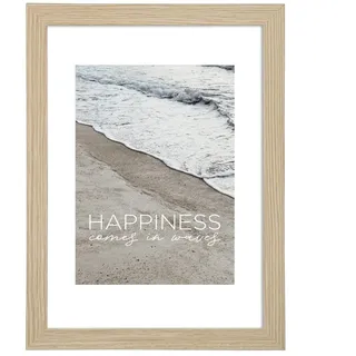 Hama Bilderrahmen „Waves“, 30x40cm (Holzrahmen, Fotorahmen, Hochformat, Querformat, zum Hängen, Hängevorrichtung, Bildformat 30 x 40 cm) Eiche