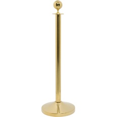Securit Classic Barriere-Set – Gold – flach Head Post 100 cm & rund Boden 31 x 31 cm, Metall, 13 x 34.5 x 82 cm