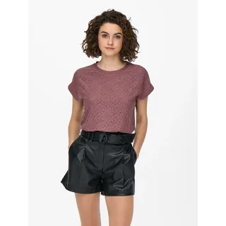 Kurzarmshirt ONLY "ONLSMILLA LIFE S/S TOP JRS NOOS", Damen, Gr. L, rose braun, Jersey, Obermaterial: 95% Polyester, 5% Elasthan, unifarben, regular fit normal, Rundhals, Shirts Kurzarmshirt, regular fit, modisch, Single Jersey, Materialmix, Rundhals, Topseller