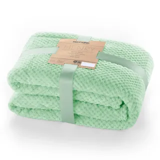 DecoKing Kuscheldecke 220x240 cm Pfefferminze Decke Microfaser Wohndecke Tagesdecke Fleece weich sanft kuschelig skandinavischer Stil Minze Henry
