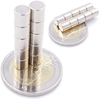 Brudazon | 35 Mini Scheiben-Magnete 6x6mm | N52 stärkste Stufe - Neodym-Magnete ultrastark | Power-Magnet für Modellbau, Foto, Whiteboard, Pinnwand, Kühlschrank, Basteln | Magnetscheibe extra stark