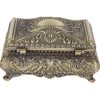 Metall Schmuckschatulle Rechteckige Schmuckstücksablagerung Vintage für Frauen Mädchen Geburtstag Weihnachten Bronze - Bronze