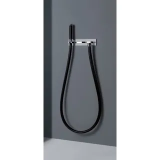 Gessi Water Tube Kneipp, Fertigmontageset für Kneipp-Schlauch schwarz mit Kunststoff-Brause, Version mit Absperrventil, Brausehalter und Anschlussbogen, 32941031, Farbe: Chrom