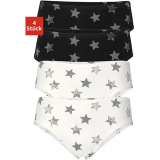 Slip VIVANCE, Jungen, Gr. 134/140, 4 Stk., schwarz (schwarz, creme), Jersey, Obermaterial: 95% Baumwolle, 5% Elasthan, gemustert, körpernah, Unterhosen Slip, gemustert mit Sternendruck, körpernahe Passform, Topseller