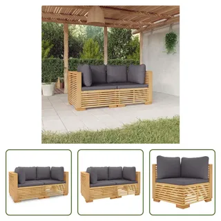The Living Store Garten-Ecksofas mit Kissen 2 Stk. Massivholz Teak - Braun