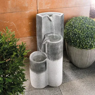 esotec Solar Gartenbrunnen Smart Fountain wetterfest Kaskadenbrunnen 101312 - Grau