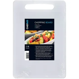 Chef Aid Weiße Poly-Schneidebrett, multifunktionale rutschfeste Oberfläche, leicht zu reinigen und spülmaschinenfest, mit Griff, 35 x 24 cm, weitere Farben verfügbar.