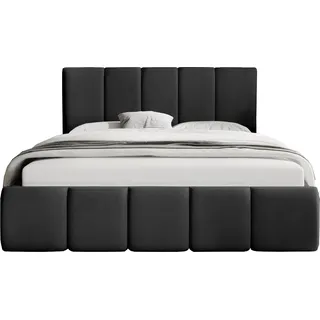 FEDVE Polsterbett Doppelbett Buchel Schlafzimmer Bett Bettkasten 200x200 cm Schwarz (Magic Velvet 2219) - Schwarz