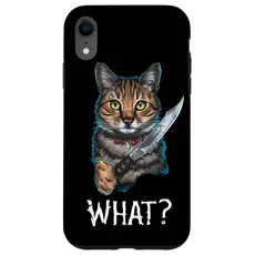 Hülle für iPhone XR Halloween Katze Messer Design Witzige Tier Katzen