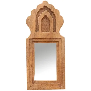 Spiegel Wandspiegel Standspiegel Deko orientalisch Boho natur Holz 22cm Garten