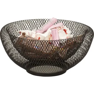 Moderner Obstkorb aus Metall, schwarze Obstschale doppelwandig, Obstaufbewahrungskorb, Multifunktionaler Obstkorb 25x13 cm