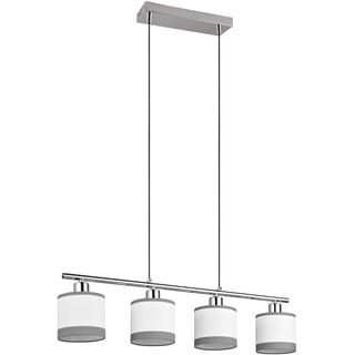 Trio Reality Leuchten Pendelleuchte Davos R31554006, Metall Chrom, Schirme Stoff Grau/Weiß, exkl. 4x E14