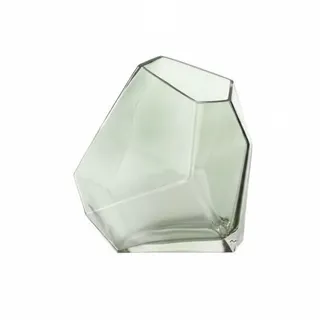 Vase , Grün , Glas , rechteckig , 15x23.5x21.5 cm , nur zu Dekorationszwecken, zum Stellen , Dekoration, Vasen, Glasvasen