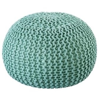 kreatives Wohnen Pouf Premium ø45cm Sitzhocker Strickpouf Innen Terrasse Pool Garten nachhaltig Mint - Ocean Wave