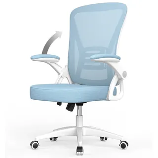 naspaluro Bürostuhl – Ergonomischer Sitz – Sessel mit 90° klappbarer Armlehne – Lordosenstütze – höhenverstellbar - Blau
