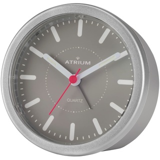 Atrium Wecker Analog Quarz ohne Ticken mit Licht und Snooze Grau Silber