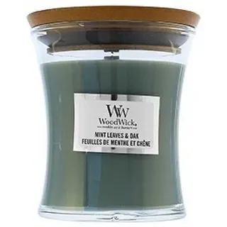 Woodwick Mint Leaves & Oak Duftkerze mit Holzdocht 85 g