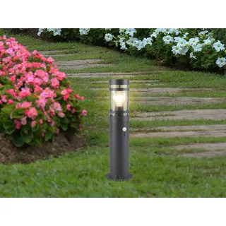 LED Pollerleuchten mit Bewegungsmelder Außenleuchten Garten Anthrazit, Höhe 50cm - Grau