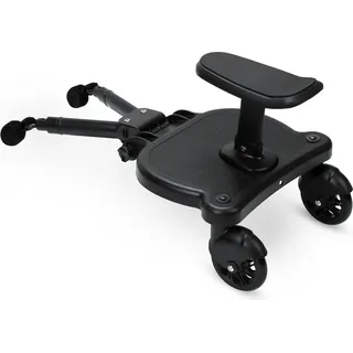 Jopassy Buggy Board mit Sitz Kiddy Board Trittbrett Universal Stehbrett 360°Zweirad Design Kinderwagen Zubehör Hilfspedal Schwarz - Schwarz