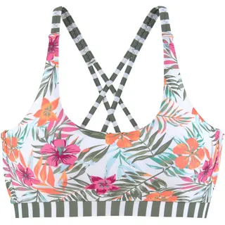 Venice Beach Bustier-Bikini-Top "Summer" mit gerkreuzten Trägern, weiß bedruckt
