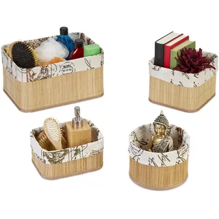 Relaxdays Aufbewahrungskorb 4er Set 33 x 23 x 17 cm braun