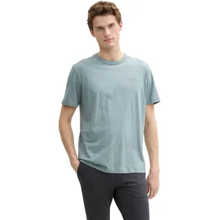 T-Shirt TOM TAILOR, Herren, Gr. XL, grau (grau mint), Single Jersey, Obermaterial: 100% Baumwolle, unifarben, regular fit taillenbedeckt, Rundhals, gerader Abschluss, Shirts T-Shirt, mit Logo Stickerei