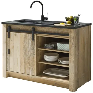 furn.design Unterschrank Used Wood 133 x 93 x 64 cm Dunkelgrau