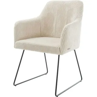 DeLife Esszimmerstuhl Greg-Flex Cord Beige Kufengestell Schwarz Taschenfederkern