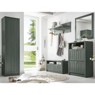 Garderobe Set Forres 5-teilig mit Schrank und Kommode Landhaus grün 270 cm - Grün