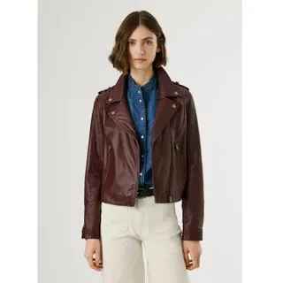 Pepe Jeans für Damen. PL4024363 Jacke Silvia burgunderrot (S), Lässig, Leder, Bordeaux