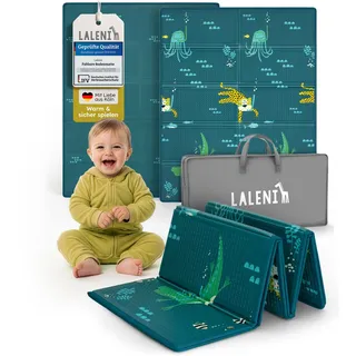 Laleni Krabbelmatte Baby 120x150x1 cm - wasserdichte Spielmatte Baby faltbar - isolierende Bodenmatte Kinder - weich & schützt vor kaltem Untergrund - Krabbeldecke outdoor & indoor - Wasser-Motiv