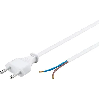 goobay 51345 Netzkabel 2 polig Eurostecker & offene Enden Stromkabel 2 polig Kabel mit Stecker Euro CEE 7/16 Aderendhülsen Eurokabel Weiß